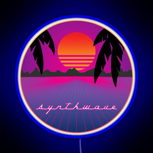 Synthwave Sunset RGB neon sign blue