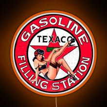 Charger l&#39;image dans la galerie, Texaco gasoline pin up vintage sign RGB neon sign orange
