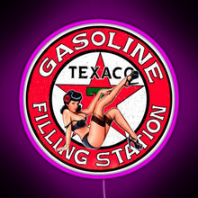 Charger l&#39;image dans la galerie, Texaco gasoline pin up vintage sign RGB neon sign  pink
