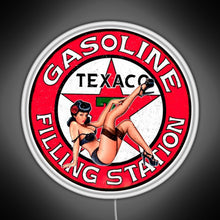 Charger l&#39;image dans la galerie, Texaco gasoline pin up vintage sign RGB neon sign white 