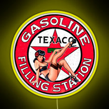 Charger l&#39;image dans la galerie, Texaco gasoline pin up vintage sign RGB neon sign yellow