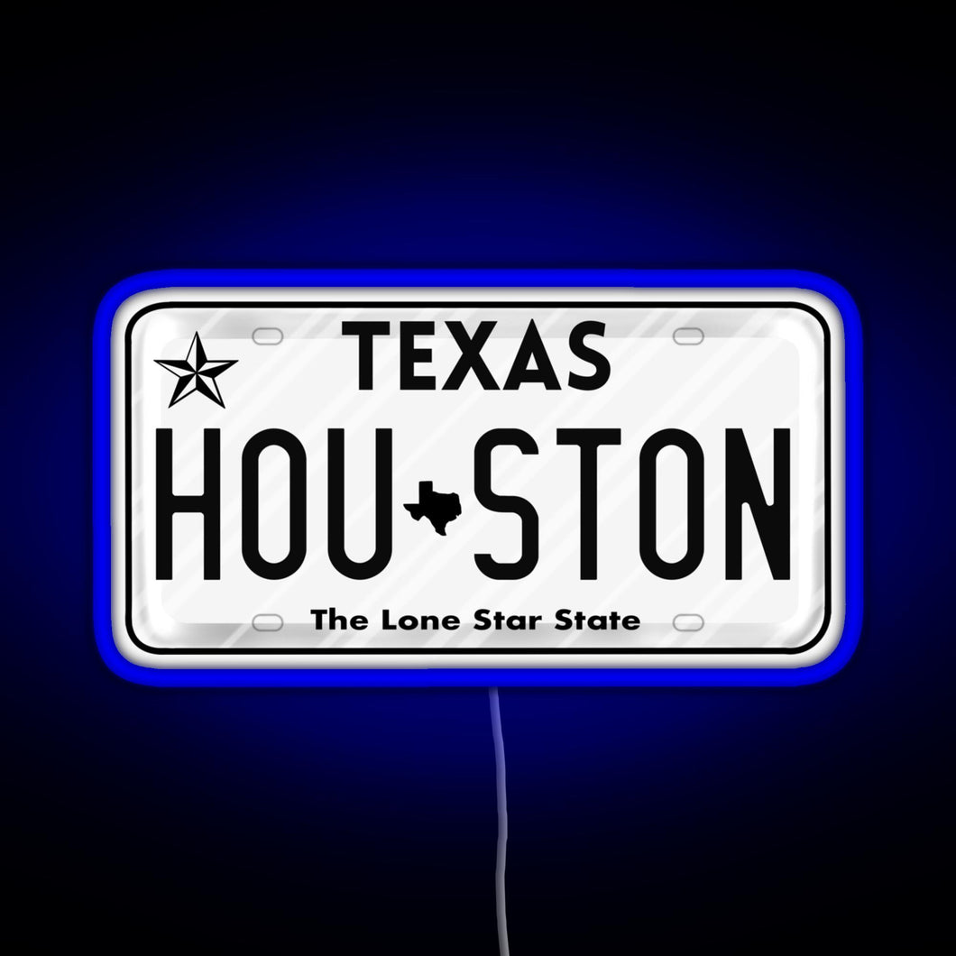 Texas License Plate RGB neon sign blue