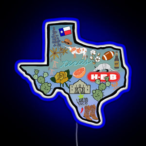 Texas Pride Sticker RGB neon sign blue