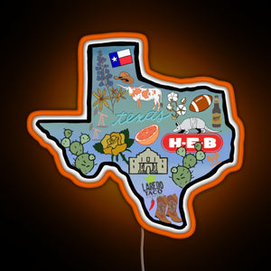 Texas Pride Sticker RGB neon sign orange