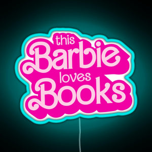 this barbie loves books RGB neon sign lightblue 