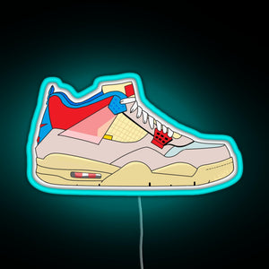 Union x Jordan 4 Guava ice RGB neon sign lightblue 