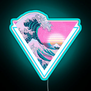 Vaporwave Aesthetic Great Wave Retro Triangle RGB neon sign lightblue 