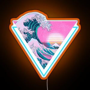 Vaporwave Aesthetic Great Wave Retro Triangle RGB neon sign orange