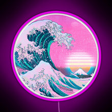 Charger l&#39;image dans la galerie, Vaporwave Great Wave Off Kanagawa Aesthetic Retro Sunset RGB neon sign  pink