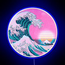 Charger l&#39;image dans la galerie, Vaporwave Great Wave Off Kanagawa Aesthetic Retro Sunset RGB neon sign blue