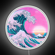 Charger l&#39;image dans la galerie, Vaporwave Great Wave Off Kanagawa Aesthetic Retro Sunset RGB neon sign white 