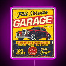 Charger l&#39;image dans la galerie, Vintage Full Service Garage Sign RGB neon sign  pink