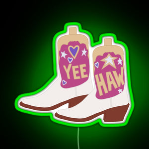YeeHaw Cowboy Boots RGB neon sign green