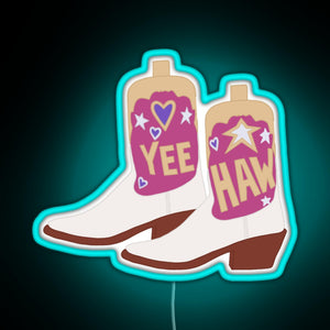 YeeHaw Cowboy Boots RGB neon sign lightblue 