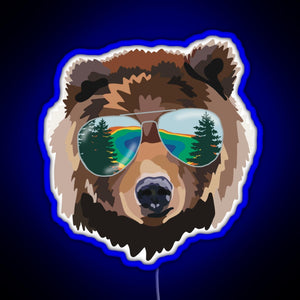 Yellowstone National Park Travel Bear RGB neon sign blue