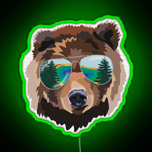 Yellowstone National Park Travel Bear RGB neon sign green